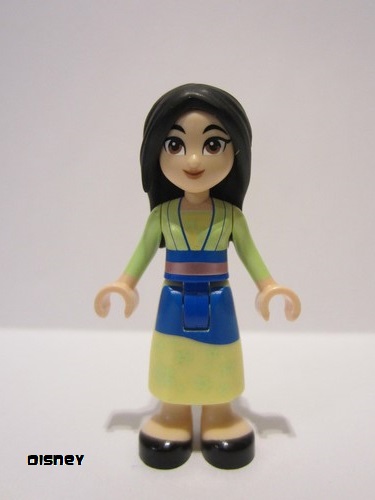 lego 2023 mini figurine dis124 Mulan Yellowish Green and Bright Light Yellow Robe, Black Shoes, Small Grin 