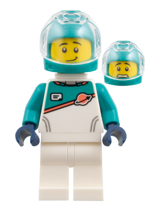 lego 2026 mini figurine edu033 Astronaut White Spacesuit with Dark Turquoise Panel and Sleeves, Dark Turquoise Helmet 