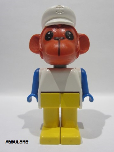 lego 1985 mini figurine fab8i Oscar Orangutan Red Head, White Hat 