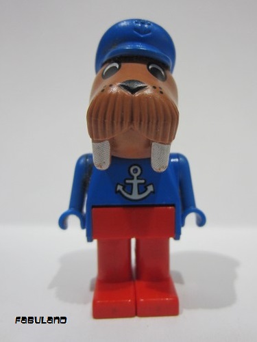 lego 1986 mini figurine fab12g Wilfred Walrus (Captain) Red Legs, Blue Hat and Top with Anchor 