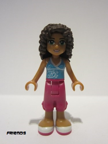 lego 2014 mini figurine frnd078 Andrea Magenta Cropped Trousers, Medium Azure Top with White Trim 