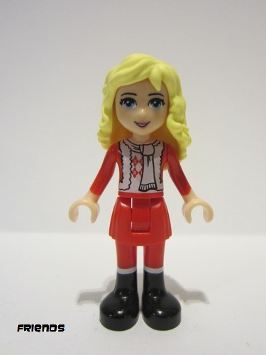 lego 2014 mini figurine frnd089 Ewa Red Skirt and Black Boots, Red and White Holiday Top with Scarf 