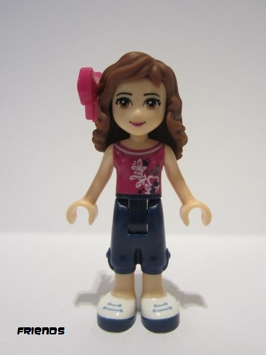 lego 2015 mini figurine frnd105 Olivia Dark Blue Cropped Trousers, Magenta Top, Magenta Bow 