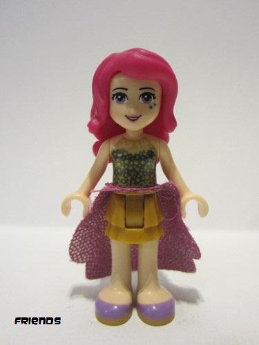 lego 2015 mini figurine frnd120 Livi Pearl Gold Layered Skirt, Gold Sequined Halter Top, Medium Lavender Sequined Cloth Skirt 