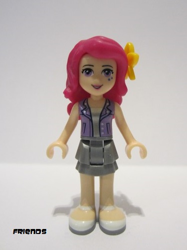 lego 2015 mini figurine frnd124 Livi Flat Silver Layered Skirt, Medium Lavender Vest, Flower 