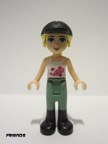 lego 2016 mini figurine frnd157 Stephanie Sand Green Riding Pants, Black Riding Helmet, Lavender Bow, White Top with Stars 