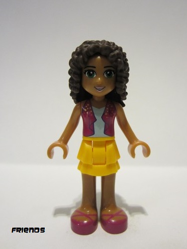 lego 2016 mini figurine frnd176 Andrea Bright Light Orange Layered Skirt, Magenta Vest Top 