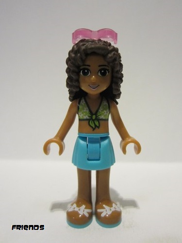 lego 2017 mini figurine frnd197 Andrea Medium Azure Skirt, Lime Swimsuit Top, Sunglasses 