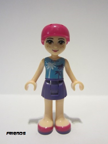 lego 2017 mini figurine frnd207 Mia Dark Purple Skirt, Medium Azure Top with Palm Trees, Helmet 