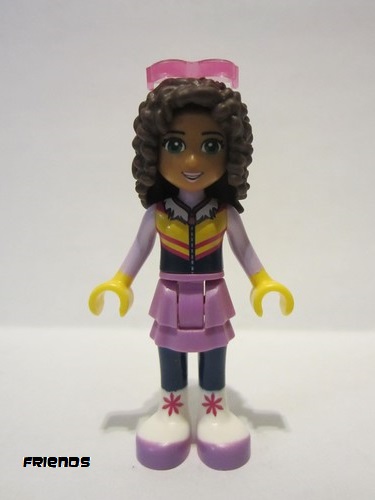 lego 2017 mini figurine frnd219 Andrea Medium Lavender Skirt, Ski Vest, Glasses 