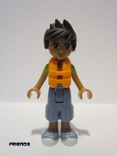 lego 2017 mini figurine frnd231 Liam Sand Blue Long Shorts, Lime and Yellow T-Shirt, Life Jacket 