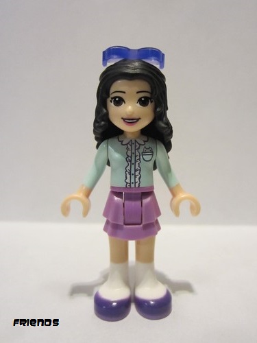 lego 2018 mini figurine frnd238 Emma Medium Lavender Layered Skirt, Light Aqua Top, Sunglasses 