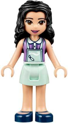 lego 2018 mini figurine frnd239 Emma Light Aqua Skirt, Medium Lavender Top with Light Aqua Apron 