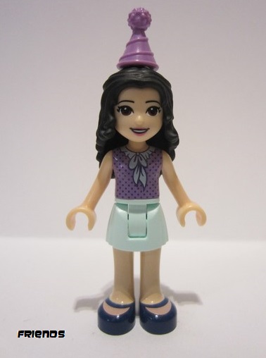 lego 2018 mini figurine frnd245 Emma Light Aqua Skirt, Medium Lavender Top and Party Hat 
