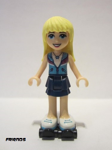 lego 2018 mini figurine frnd258 Stephanie Dark Blue Layered Skirt, Medium Azure and Dark Purple Vest, Black Roller Skates 