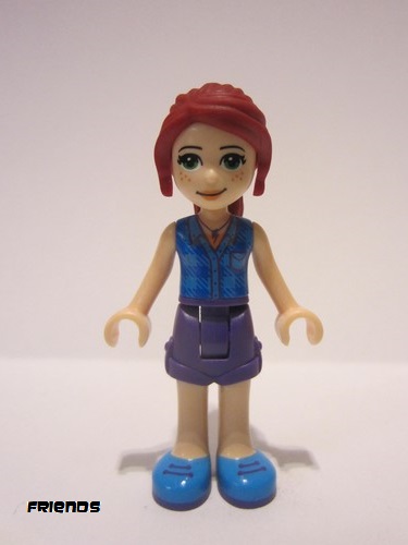 lego 2018 mini figurine frnd274 Mia Dark Purple Shorts, Dark Azure Plaid Shirt, Dark Red Ponytail 