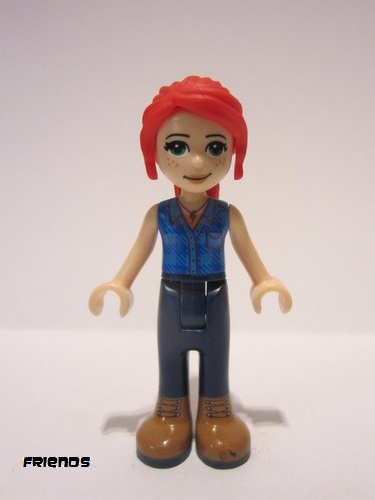 lego 2019 mini figurine frnd284 Mia Dark Blue Trousers, Dark Azure Plaid Shirt, Red Ponytail 