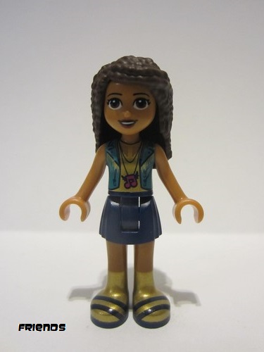 lego 2019 mini figurine frnd292 Andrea Dark Blue Skirt, Gold Top with Dark Turquoise Vest 