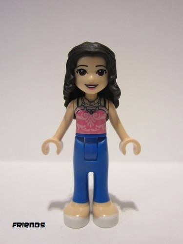 lego 2019 mini figurine frnd293 Emma Blue Trousers, Dark Pink Top with Bright Pink Filigree, 2 Necklaces 