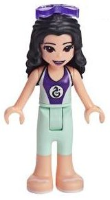 lego 2019 mini figurine frnd305 Emma Light Aqua and Dark Purple Wetsuit, Sunglasses 
