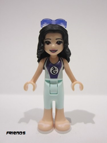 lego 2019 mini figurine frnd305 Emma Light Aqua and Dark Purple Wetsuit, Sunglasses 