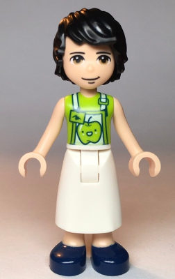 lego 2020 mini figurine frnd356 David Lime Shirt, White Apron with Lime Apple, Dark Blue Shoes 