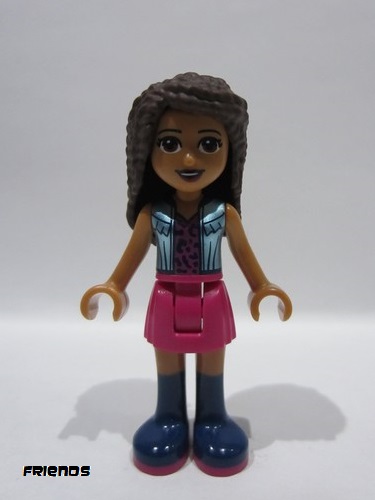 lego 2020 mini figurine frnd368 Andrea Magenta Skirt, Metallic Blue Vest over Magenta Top 