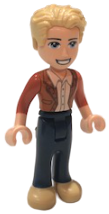 lego 2020 mini figurine frnd373 James Dark Blue Trousers, Tan Shoes, Dark Orange Jacket over White Shirt 