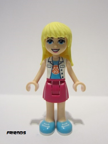 lego 2021 mini figurine frnd420 Stephanie Magenta Skirt, White Top with Paw Print Undershirt 