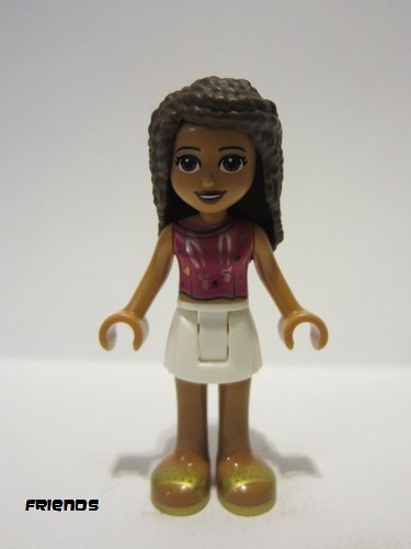 lego 2021 mini figurine frnd441 Andrea White Skirt, Magenta Sleeveless Shirt with Hearts and Rabbit Face 