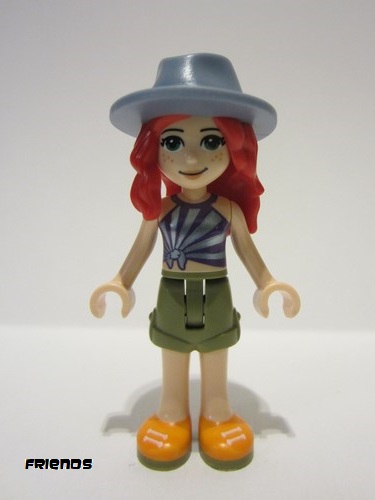 lego 2022 mini figurine frnd504 Mia Olive Green Shorts, Striped Top, Sand Blue Hat 