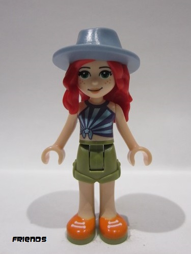 lego 2022 mini figurine frnd504 Mia Olive Green Shorts, Striped Top, Sand Blue Hat 