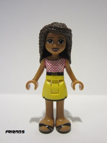 lego 2022 mini figurine frnd517 Andrea Yellow Skirt with Black Hem, Magenta and White Top with Belt 