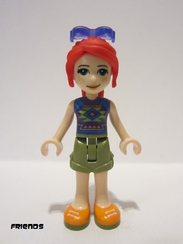 lego 2022 mini figurine frnd562 Mia Olive Green Shorts, Orange Shoes, Dark Purple Top with Diamonds and Triangles, Trans-Purple Sunglasses 