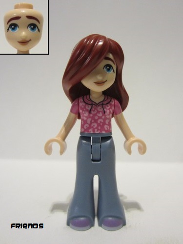 lego 2023 mini figurine frnd589 Paisley Dark Pink Hoodie, Sand Blue Trousers Bell-Bottoms, Medium Lavender Shoes 