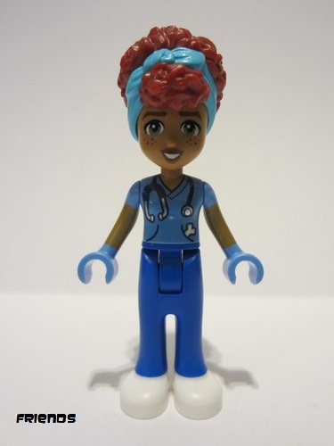 lego 2023 mini figurine frnd597 Gabriela Medium Blue Shirt with Stethoscope, Blue Trousers, White Shoes, Medium Azure Head Wrap 