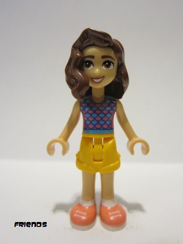 lego 2023 mini figurine frnd637 Luna Dark Pink and Medium Azure Top with Scales, Bright Light Orange Shorts, Coral Shoes 