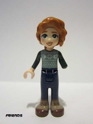 lego 2023 mini figurine frnd667 Autumn Sand Green Sweater Vest, Dark Blue Trousers, Nougat and Reddish Brown Boots 