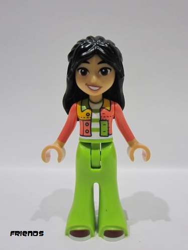 lego 2024 mini figurine frnd669 Liann Coral Jacket, Lime Trousers Bell-Bottoms, Reddish Brown Shoes 