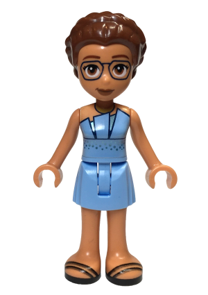 lego 2024 mini figurine frnd679 Olivia Adult, Bright Light Blue Dress, Black Sandals 