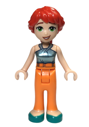 lego 2024 mini figurine frnd681 Mia Adult, Metallic Blue Halter Top, Orange Pants, Dark Turquoise Shoes 