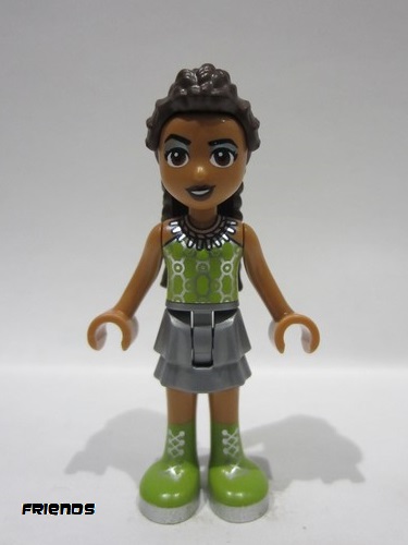 lego 2024 mini figurine frnd708 Andrea Adult - Flat Silver Skirt, Lime Halter Top and Boots 