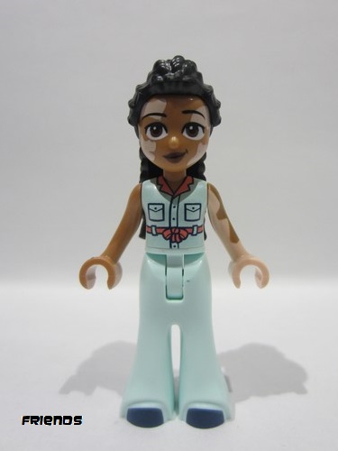 lego 2024 mini figurine frnd719 Jordin Light Aqua Jumpsuit Bell-Bottoms, Dark Blue Shoes 