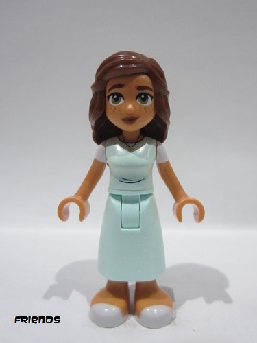 lego 2024 mini figurine frnd724 Mary Joy Light Aqua Scrubs Dress with White Short Sleeves, White Sandals 