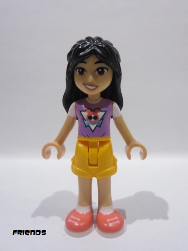 lego 2024 mini figurine frnd726 Liann Medium Lavender Top, Bright Light Orange Shorts, Coral Shoes 