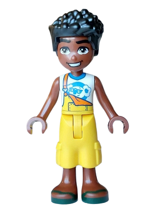 lego 2026 mini figurine frnd0902 Zac Yellow Overalls with Cropped Trousers, Dark Green Sandals 
