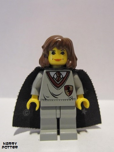 lego 2001 mini figurine hp002 Hermione Gryffindor Shield Torso, Light Gray Legs, Black Cape with Stars 