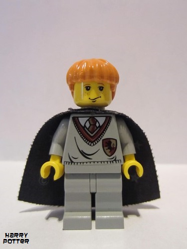 lego 2001 mini figurine hp007 Ron Weasley Gryffindor Shield Torso, Black Cape with Stars 