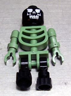 lego 2005 mini figurine gen014 Skeleton Sand Green with Black Legs and Black Head with Evil Skull 