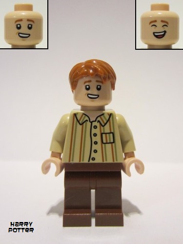 lego 2022 mini figurine hp343 George Weasley Tan Striped Shirt 